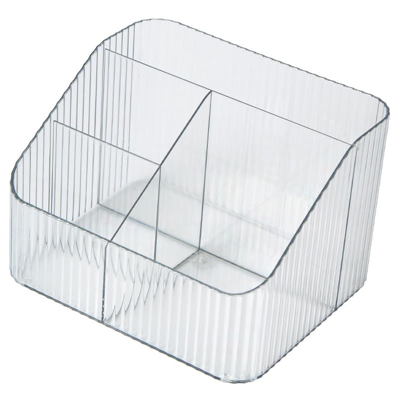 Caixa de armazenamento de luxo leve desktop cosméticos caneta titular balde de armazenamento de maquiagem estilo nórdico transparente trapezoidal rack de armazenamento de cosméticos - imagem 6