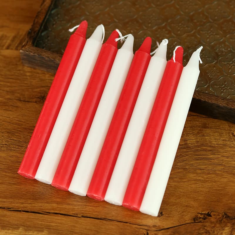 Velas de iluminação doméstica vermelha e branca, decoração de atmosfera de restaurante ocidental sem fumaça diária de emergência cilíndrica velas de pólo longo atacado - imagem 5
