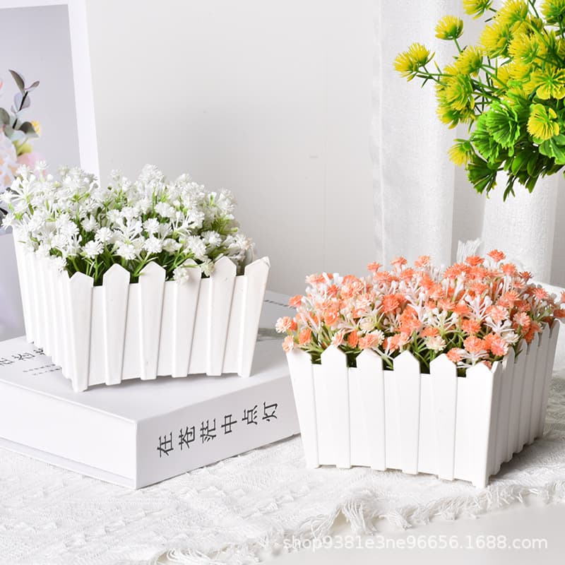 Flores simuladas, suculentas simuladas, vasos de flores em vasos, arranjos florais artísticos, vasos de flores em plástico, pequenas cercas, floreiras, decorações de cestos de flores - imagem 1