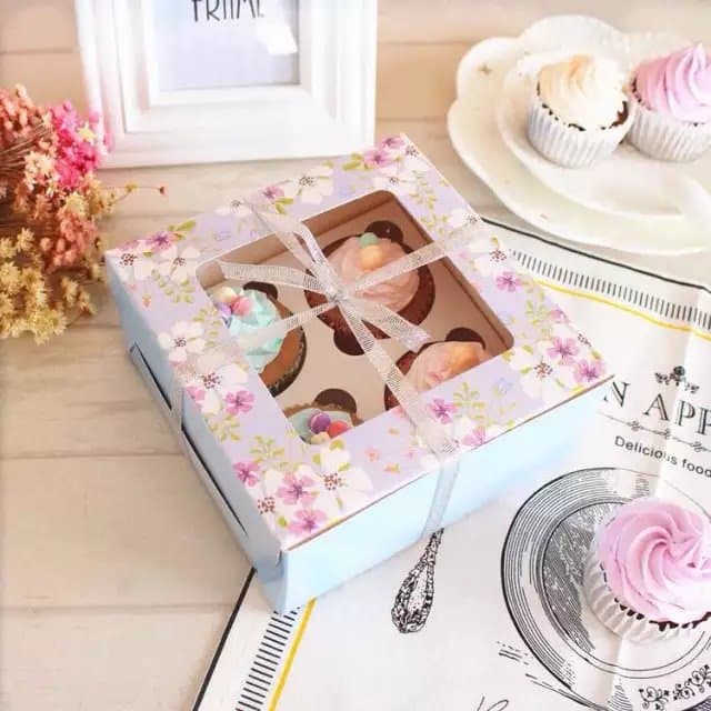 Flor e Pássaro Série 4 cápsulas 100g clarabóia mooncake caixa ovo gema pastelaria caixa de embalagem caixa de cheesecake de 6 polegadas pequenos doces - imagem 5