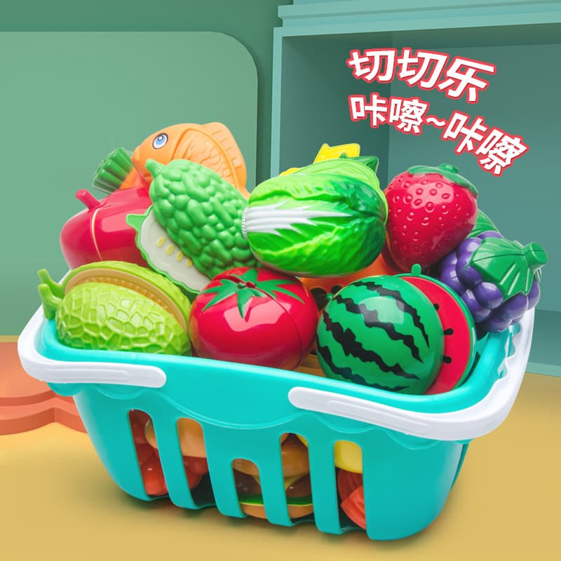 Brinquedo para cortar, cesta familiar infantil realista, conjunto - imagem 4
