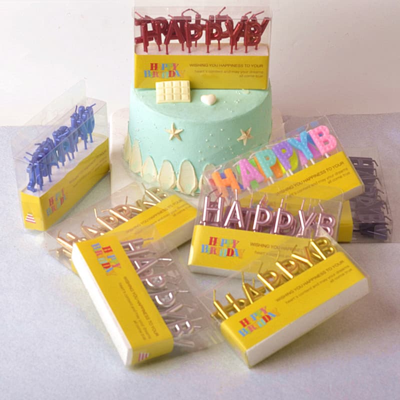 Feliz aniversário colorido banhado a ouro inglês carta vela ouro feliz aniversário bolo sobremesa decoração de mesa - imagem 1