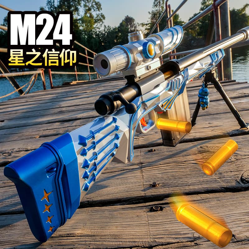 Uma arma de bala macia de ejeção de parafuso manual drop-in m24 estrela fé 98k rifle de atirador awm arma de brinquedo infantil - imagem 3