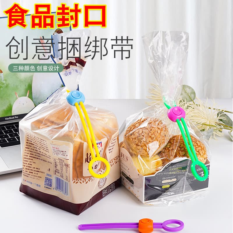 Corda de vedação para lanche, alça de vedação colorida, clipe de vedação para preservação de alimentos, cinta criativa multifuncional, fivela de anel de tração - imagem 4
