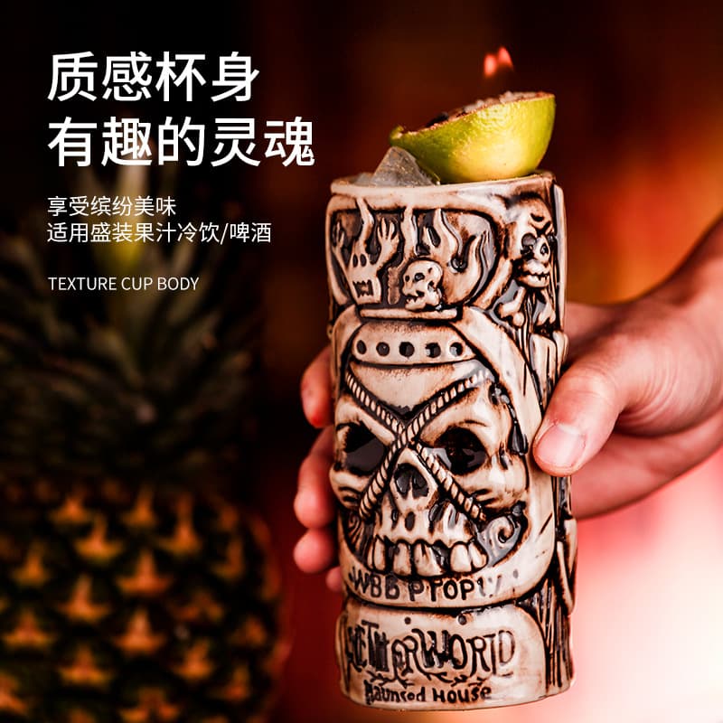 Copo tiki de cerâmica, copo tiki, coquetel, havaí, criativo, copo de vinho personalizado, copo totem, copo de martini - imagem 5