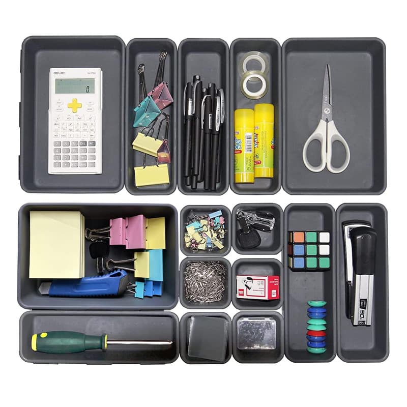 Conjunto de combinação de caixa de armazenamento de gaveta com divisórias, divisórias de plástico, organização de artigos diversos de cozinha e banheiro - imagem 1