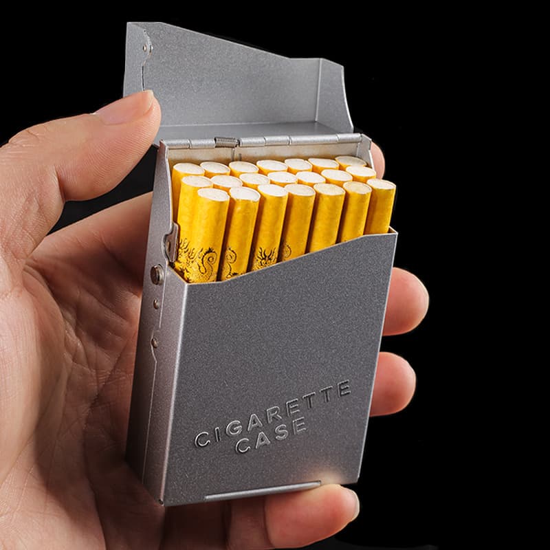 Cigarreira portátil, caixa de armazenamento totalmente metálica, 20 peças, liga de alumínio - imagem 5