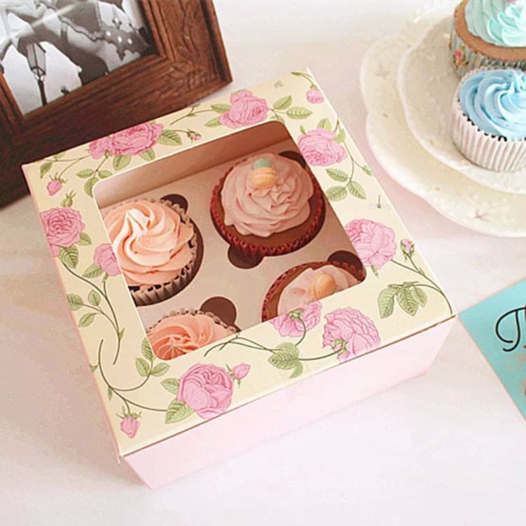 Flor e Pássaro Série 4 cápsulas 100g clarabóia mooncake caixa ovo gema pastelaria caixa de embalagem caixa de cheesecake de 6 polegadas pequenos doces - imagem 3