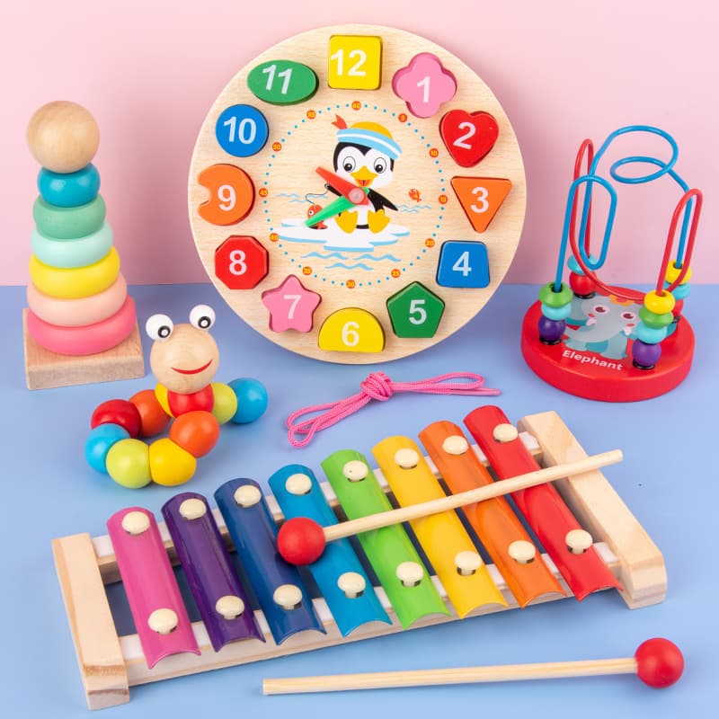 Brinquedo inteligente de madeira infantil, miçangas, metalofone, conjunto, educação infantil - imagem 3