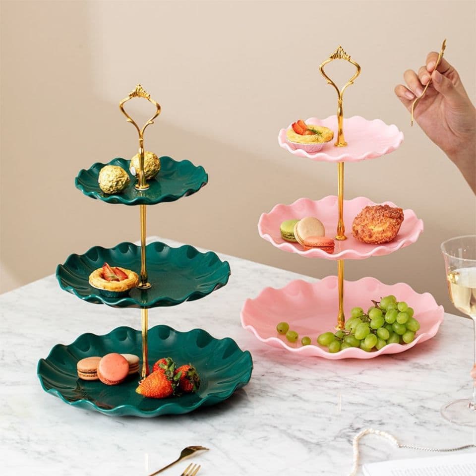 Suporte de bolo de plástico de alta aparência para sala de estar, multicamadas, frutas, festa de aniversário, lanche, doces, prato de sobremesa - imagem 2