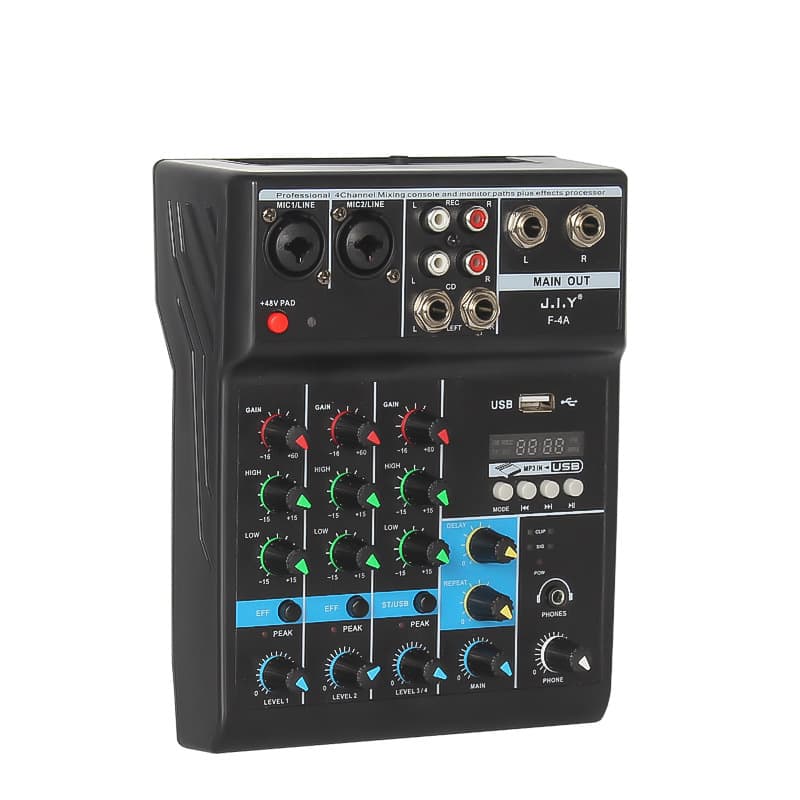 Mini mixer de 4 vias para gravação de computador doméstico, placa de som, mixer ao vivo, pequeno, usb, bluetooth, dj - imagem 4
