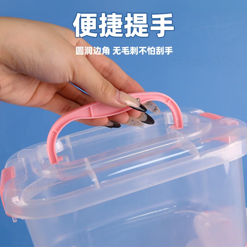 Caixa de armazenamento de plástico transparente, brinquedo de mesa portátil - imagem 4
