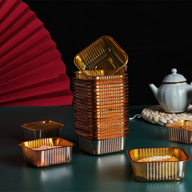 Bandeja de mooncake quadrada de alta qualidade com base de bolo lunar de qualidade alimentar em ouro branco e gema de ovo bandeja de bolha de pastelaria - imagem 19