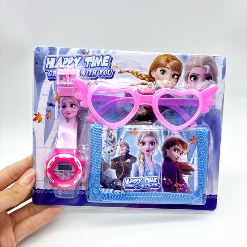 (Comércio internacional), relógio digital de desenho animado infantil, óculos, carteira, bolsa, conjunto para jardim de infância para amigos, relógio de brinquedo, presente de aniversário - imagem 2