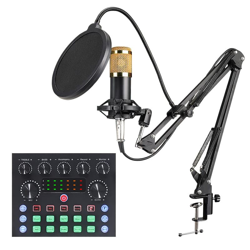 Microfone de lapela sem fio J.I.Y S8 + conjunto de suporte para placa de som V8 Douyin Live Karaokê - imagem 1