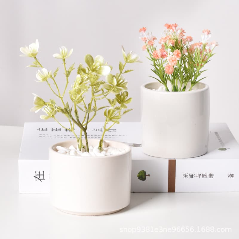 Vaso pequeno criativo de cerâmica branca, celebridade da internet, design simples e elegante, orquídea - imagem 4