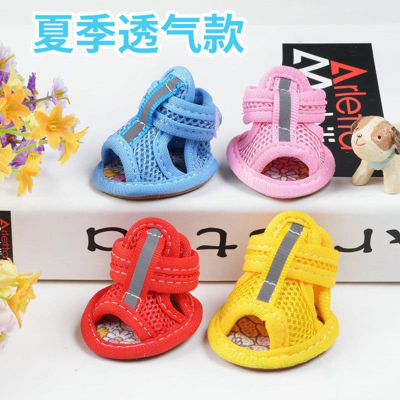 Sandálias para animais de estimação, solas de tendão, sapatos de malha respirável, cachorrinhos Teddy Bichon, fornecimento do fabricante antiderrapante de primavera e verão - imagem 3