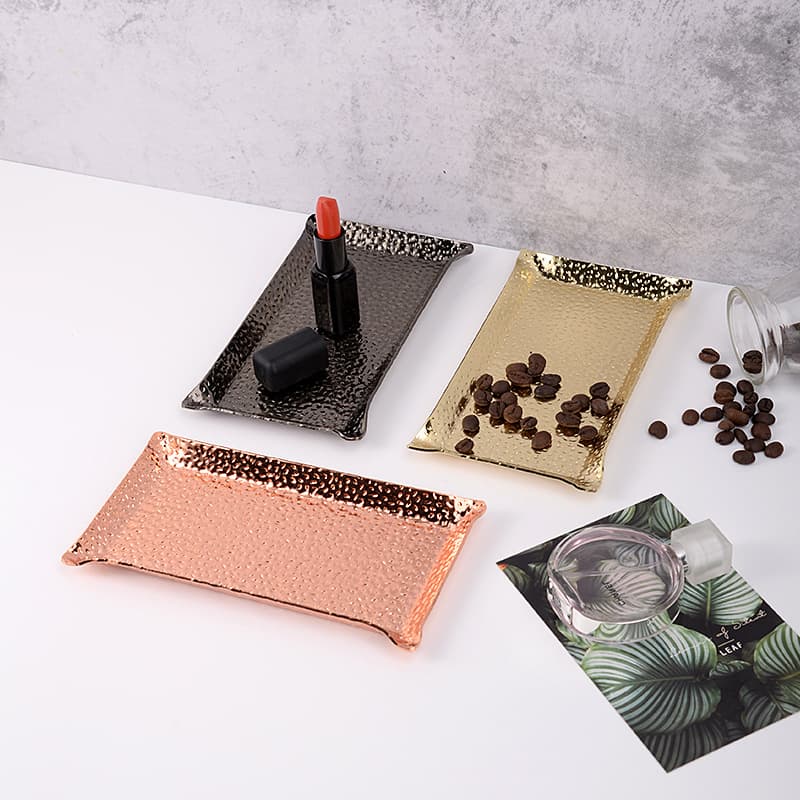 Fabricante atacadista bandeja martelada multifuncional de aço inoxidável com especificações completas e armazenamento criativo de enfeites de decoração para casa - imagem 2