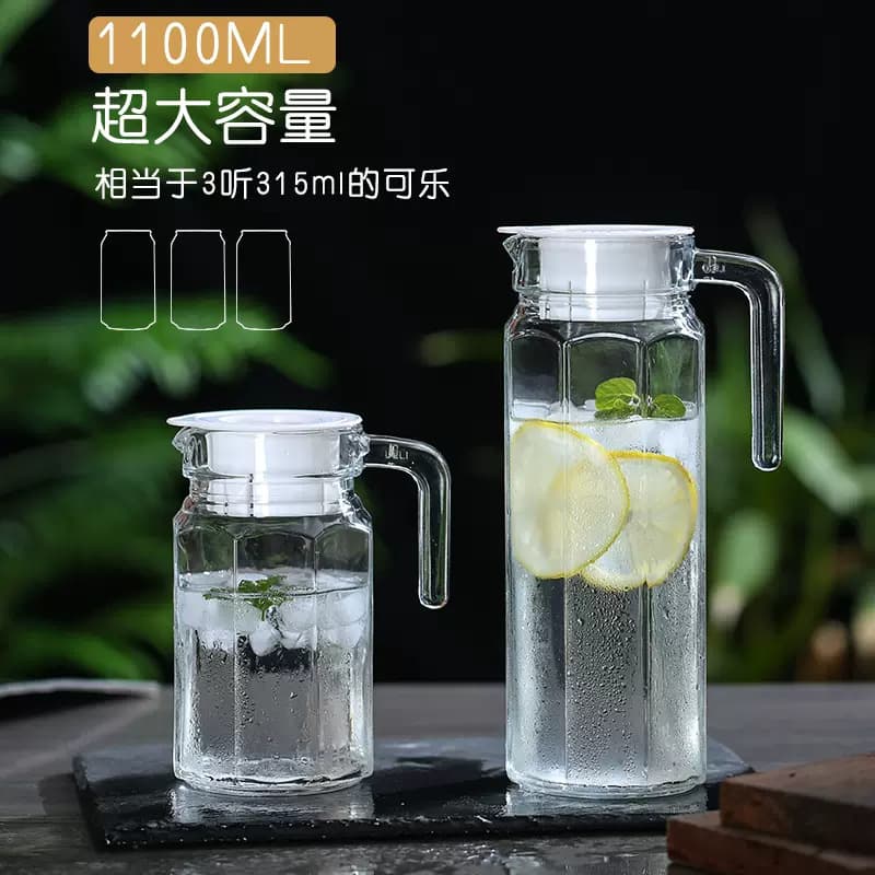 Chaleira fria de vidro resistente a altas temperaturas, chaleira de grande capacidade, chaleira doméstica, bebida de suco, chaleira octogonal, chaleira de gravata, chaleira fria - imagem 3
