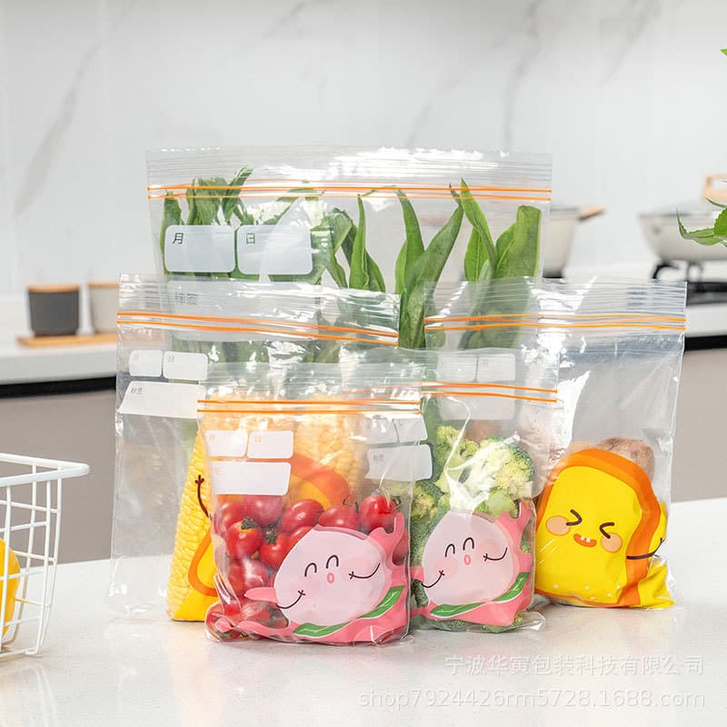 Saco denso de manutenção fresca saco denso com nervuras duplas transparente geladeira alimentos zíper auto-vedação saco de armazenamento fabricante atacado local - imagem 3