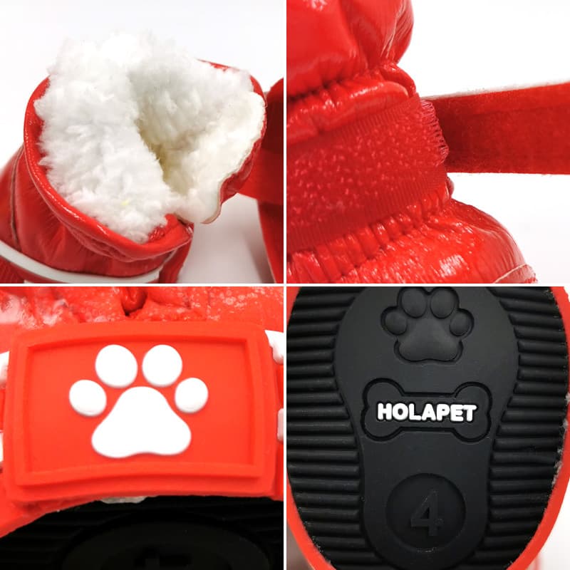 Sapatos para cães, sapatos de algodão para animais de estimação, botas de neve de outono e inverno, 4 peças/conjunto, filhote de cachorro Teddy Bichon Pomeranian, inverno mais sapatos de lã - imagem 5