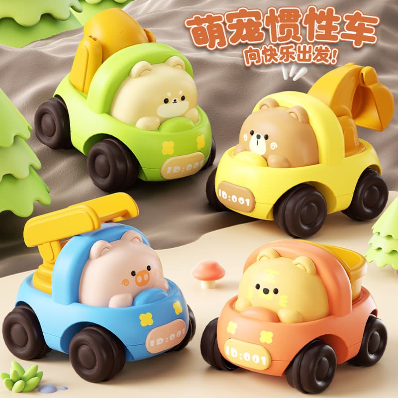 Carro de brinquedo de desenho animado de inércia, caminhão basculante interativo para meninos, escavadeira - imagem 3