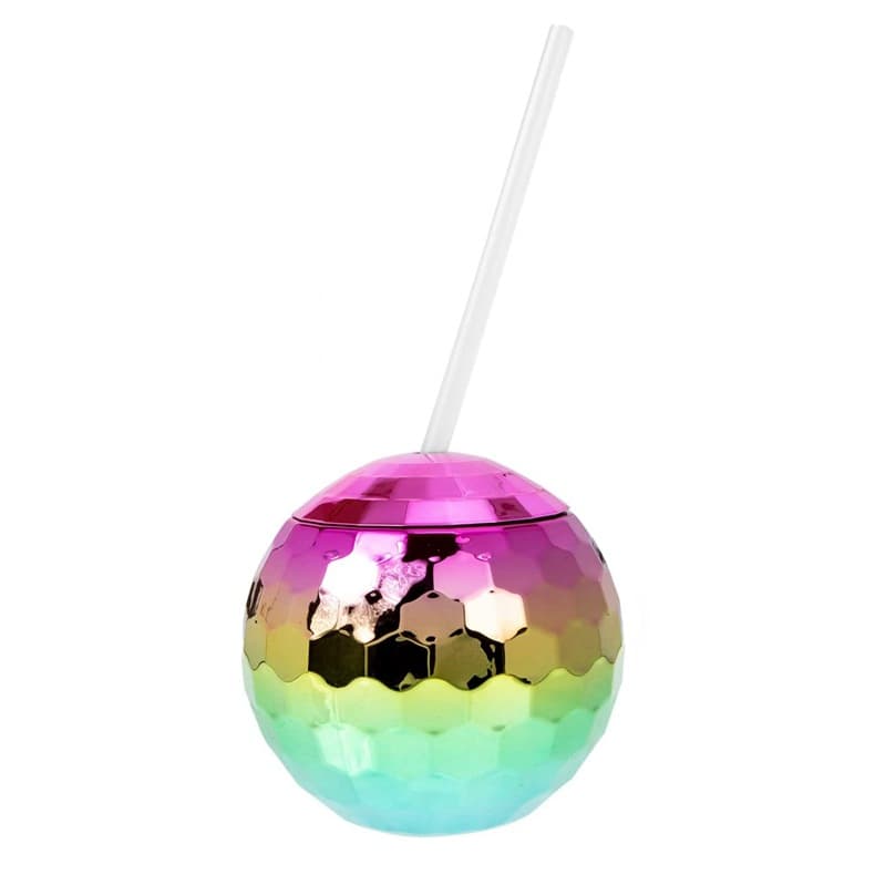 Copo de bola flash copo de discoball galvanizado copo de bola redonda menina palha copo de água de plástico copo de vinho amazon - imagem 5