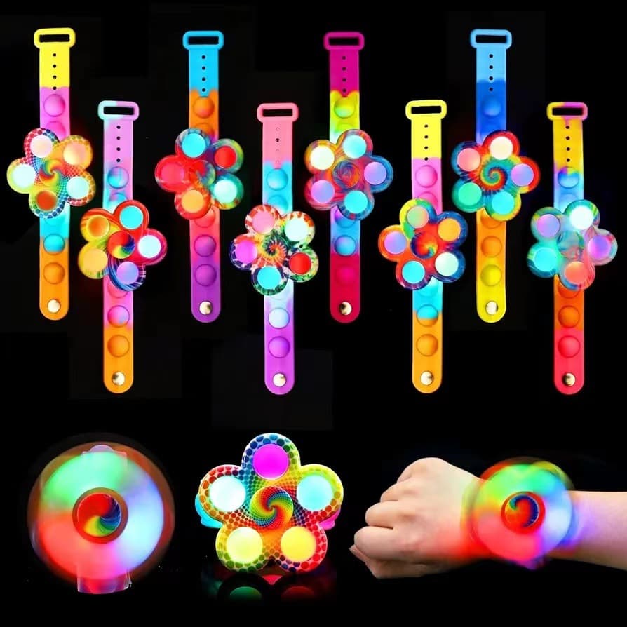 (Comércio internacional), pião, relógio infantil, pulseira piscante, brinquedo, antiestresse, presente de aniversário - imagem 5