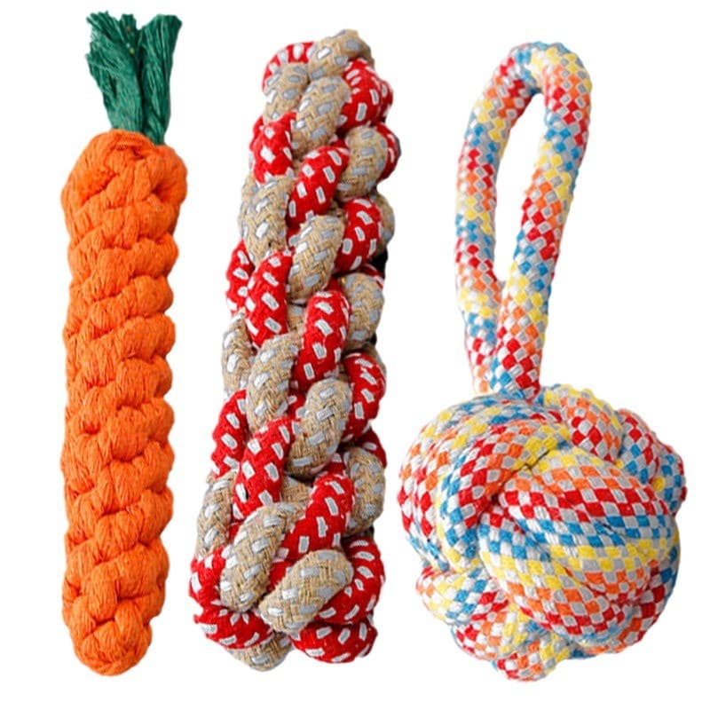 Brinquedos para cães atacado corda resistente à dentição nó pequeno, médio e grande cão de pelúcia pet corda de algodão brinquedo bola suprimentos para animais de estimação - imagem 6