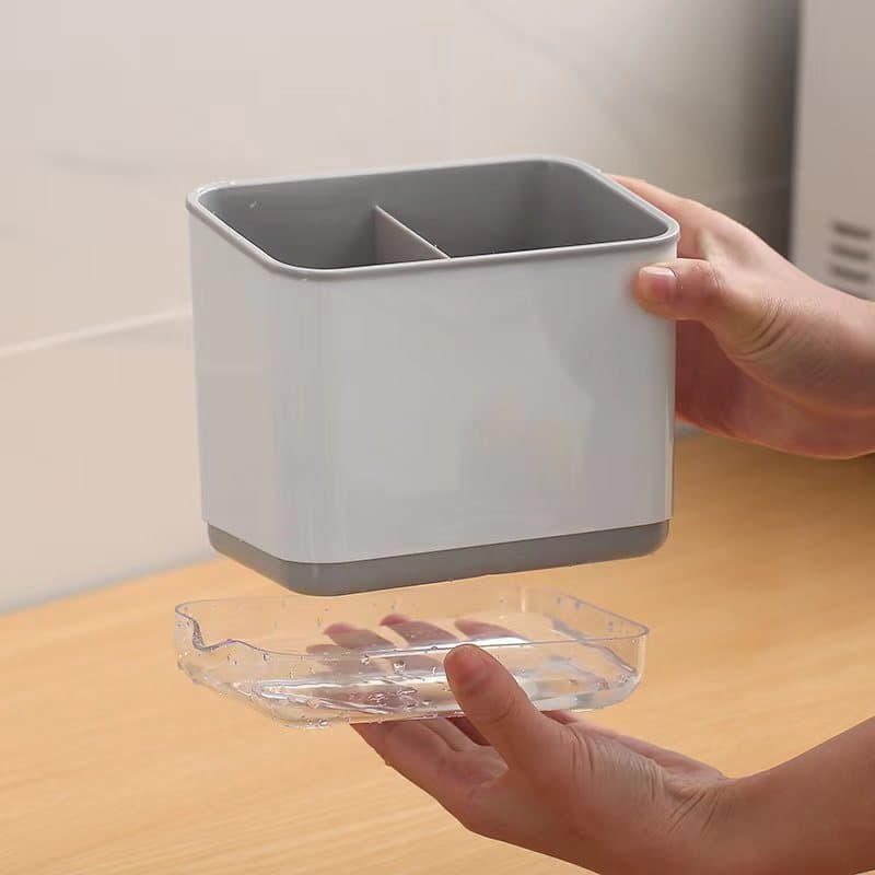 Artefato de armazenamento de cozinha com bandeja de drenagem, cesta de pauzinhos, rack de armazenamento de talheres multifuncional, barril de pauzinho à prova de mofo doméstico - imagem 4