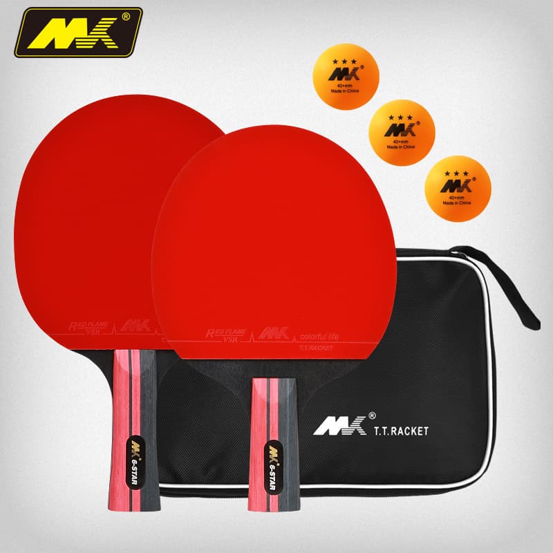 MK raquete de tênis de mesa seis 6 estrelas conjunto de raquete vermelho preto carbono rei pacote um conjunto de raquete de ping pong - imagem 2