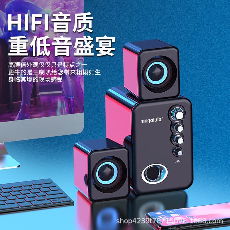 Q8 Computador Áudio Laptop Alto-falante Bluetooth Multimídia Desktop Pequeno Alto-falante Subwoofer Alto-falante USB - imagem 4