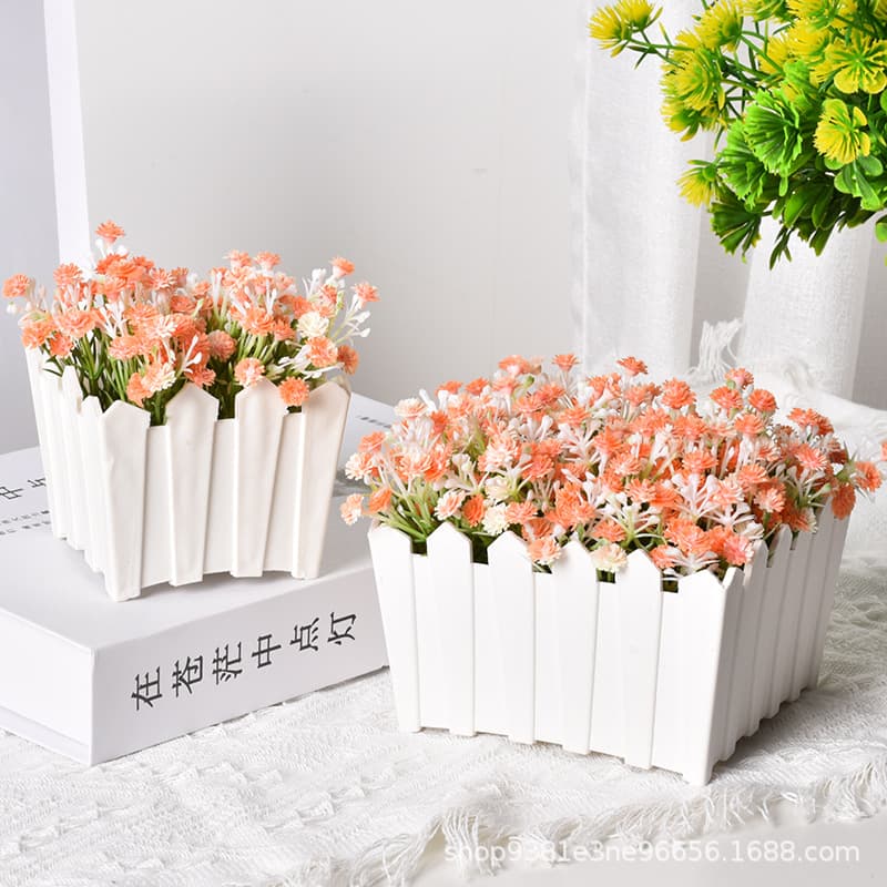 Flores simuladas, suculentas simuladas, vasos de flores em vasos, arranjos florais artísticos, vasos de flores em plástico, pequenas cercas, floreiras, decorações de cestos de flores - imagem 3