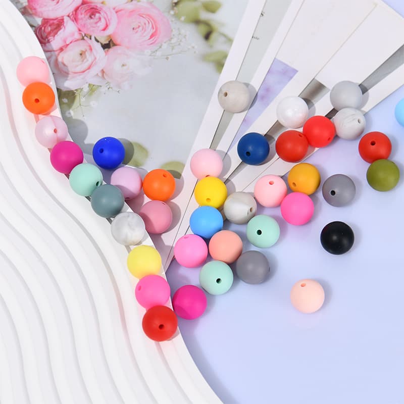 Pulseira de contas multicoloridas de silicone, miçangas infantis, mordedor, 9mm - imagem 4