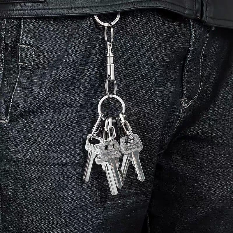 EDC chaveiro de liberação rápida destacável anel duplo chaveiro pendurado fivela mãe e filho chaveiro - imagem 3