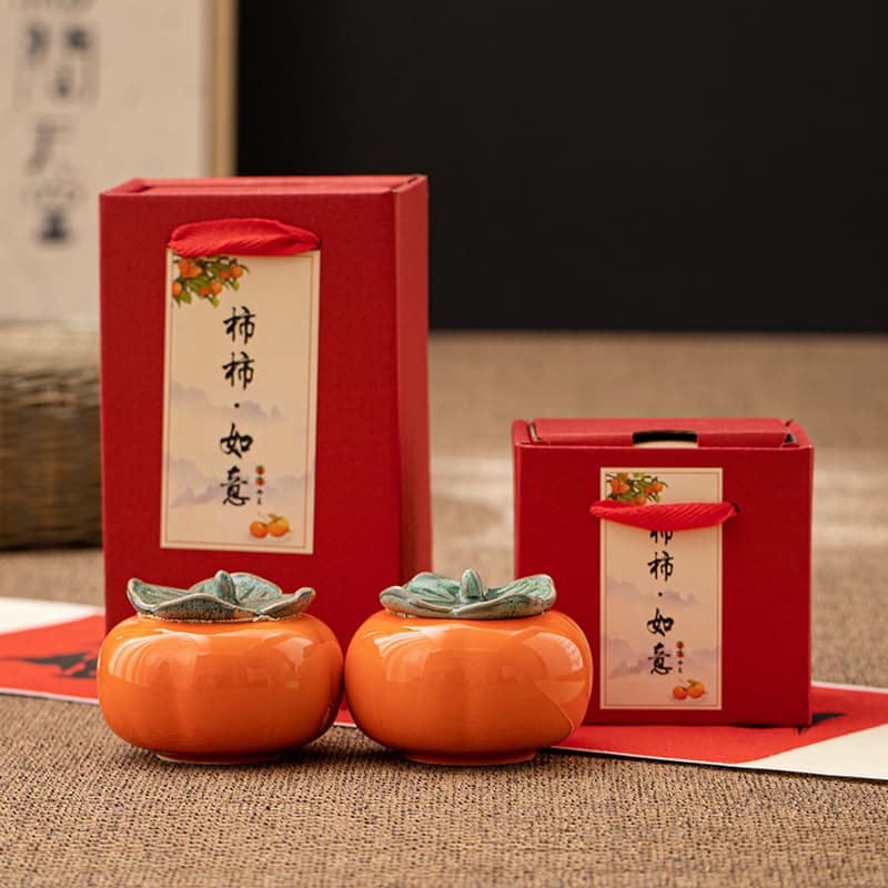 Lata de chá de caqui, lata de doces de casamento ruyi de caqui, lata de doces de presente de casamento, caixa de doces de cerâmica pequena loja feliz, preço especial - imagem 5
