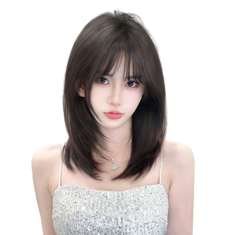 Peruca, conjunto de verão feito com cabelo real, corte de cabelo "clavicular" - imagem 6