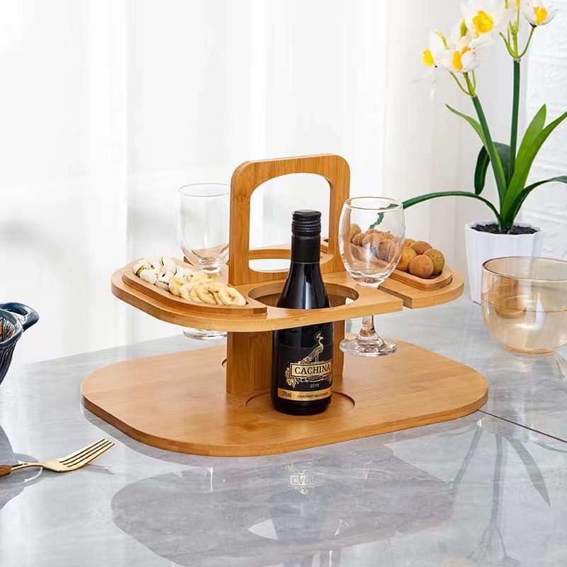 Mesa de piquenique portátil de madeira, copo de vinho removível, suporte para copo - imagem 5