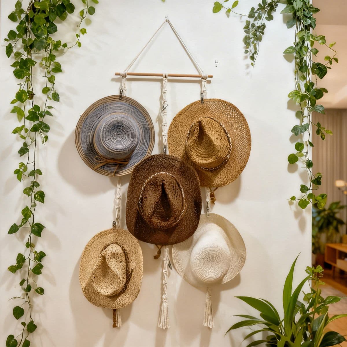 Chapéu tecido, sistema de armazenamento, DIY, estilo boho - imagem 5