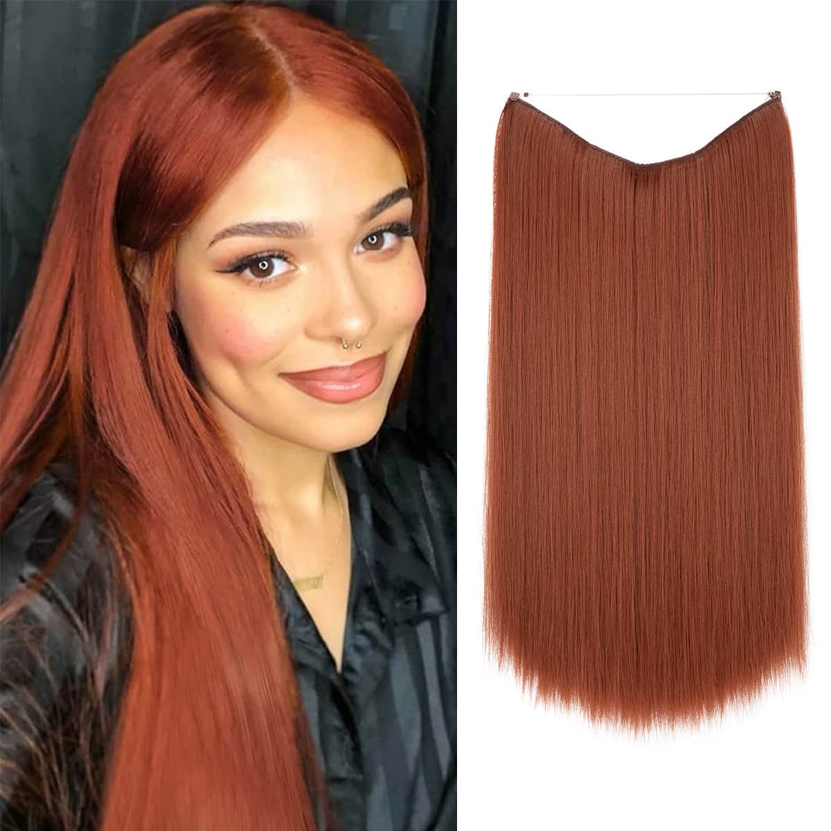 Peruca, linha de pesca multicolorida invisível, extensão de cabelo, cabelos lisos, estilo europeu, gradiente - imagem 11