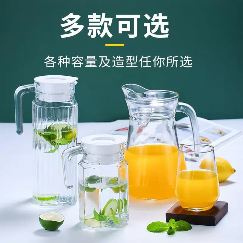Chaleira fria de vidro resistente a altas temperaturas, chaleira de grande capacidade, chaleira doméstica, bebida de suco, chaleira octogonal, chaleira de gravata, chaleira fria - imagem 1