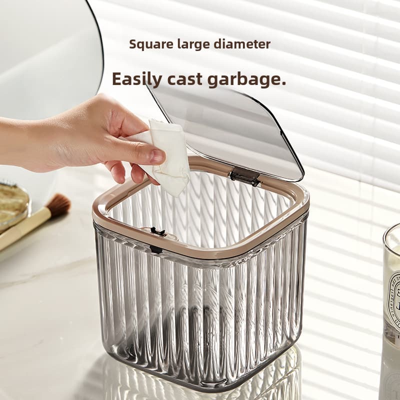 [Hedouc] Lixeira de mesa para mesa de jantar, cômoda, mini cesta de papel doméstica com tampa e anel de pressão - imagem 5