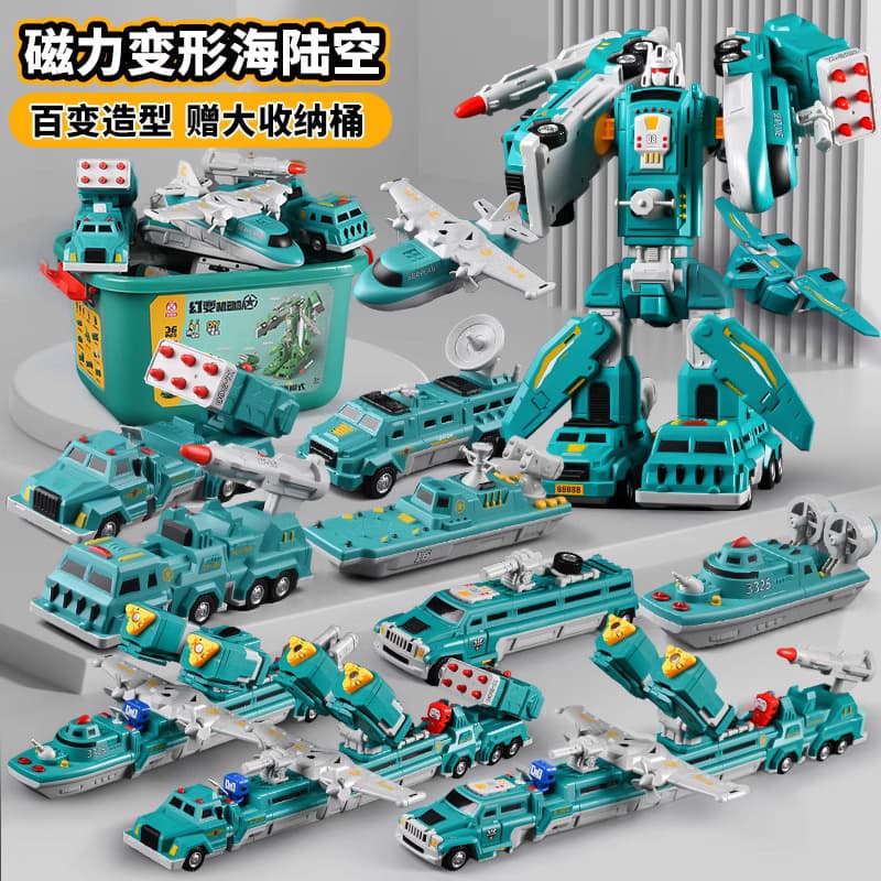Carro de brinquedo magnético, construtor infantil, transformador, robô, King Kong - imagem 4