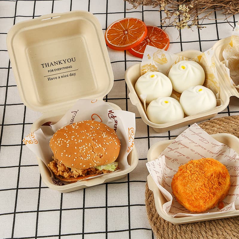 Caixa de embalagem de bolo tiramisu biodegradável, faça você mesmo, caixa de hambúrguer assado, polpa de papel descartável, manteiga, arroz, caixa de bolo - imagem 4