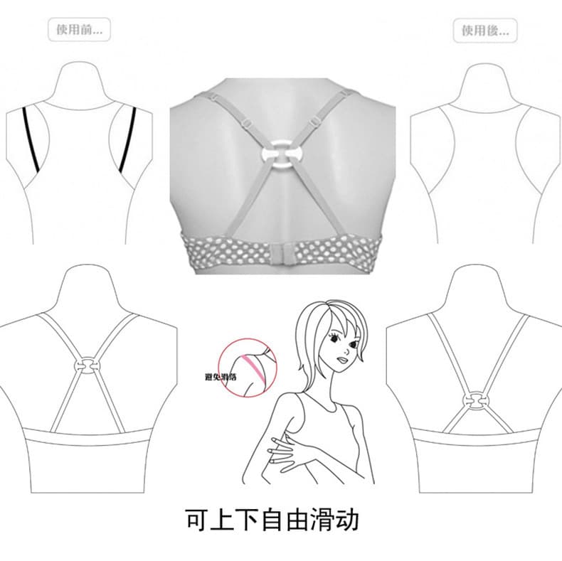Roupa interior, alças antiderrapantes, sutiã invisível, suporte para cordão, fivela ajustável, suspensórios, fivela antiderrapante, efeito lifting, clipes incluídos - imagem 3