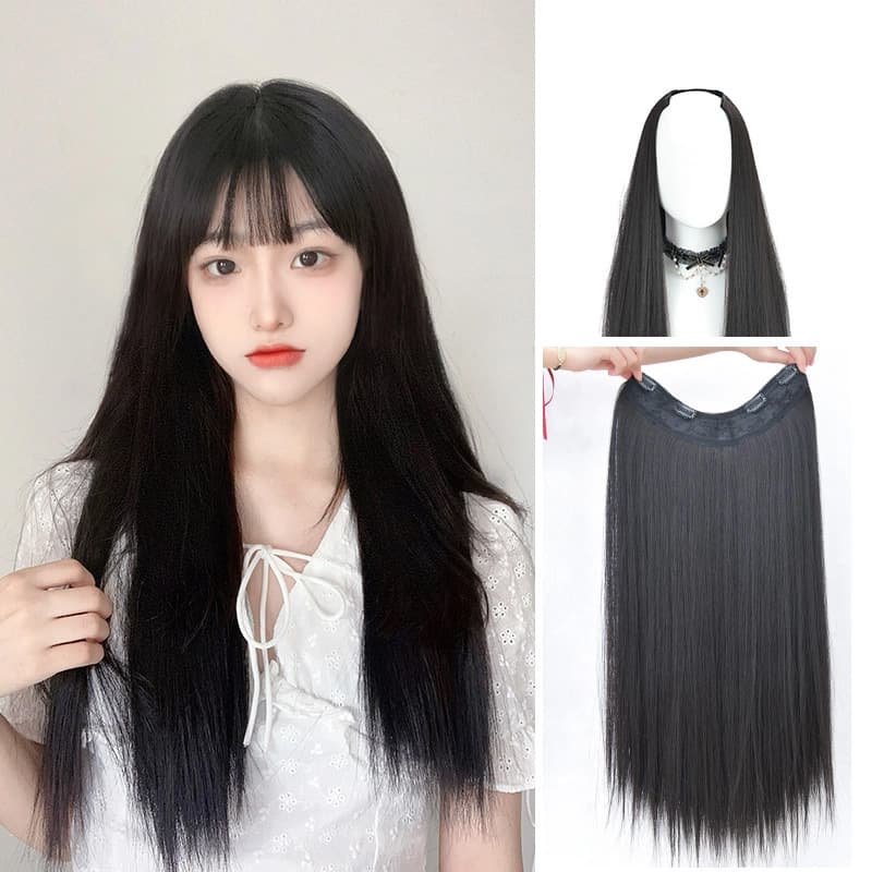 Peruca, extensão de cabelo ondulado encaracolado invisível, cabelo liso - imagem 1
