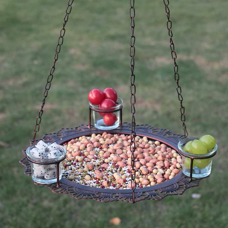 Novo metal alimentador de pássaros ao ar livre atraindo pendurado alimentador de alimentação ao ar livre varanda - imagem 5