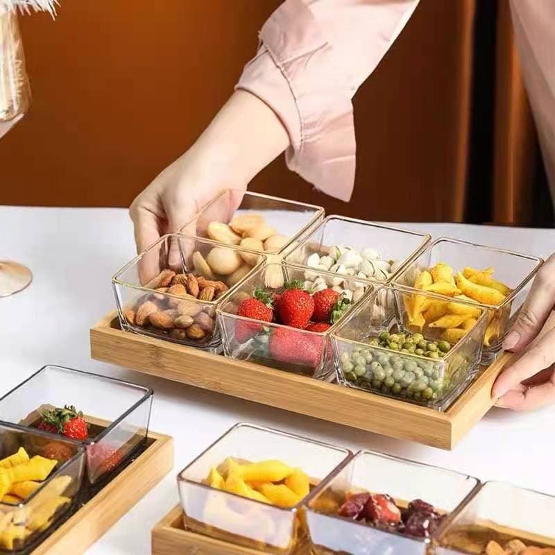 Prato de frutas de vidro criativo doméstico lanches sala de estar caixa de frutas secas lanches caixa de doces bandeja de lanche atacado - imagem 3