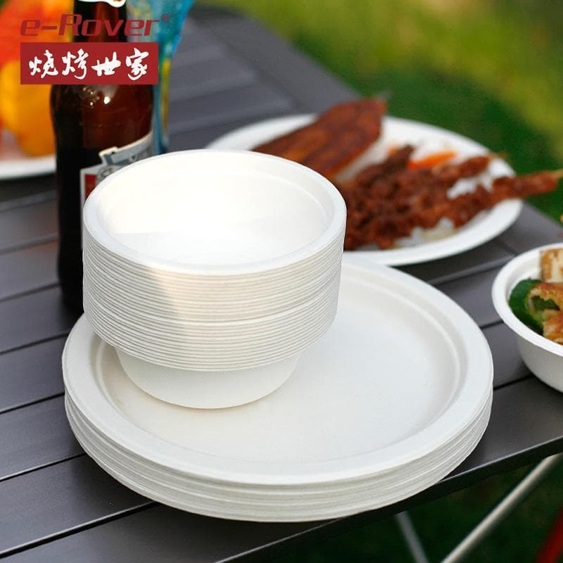 双鱼 Lancheira descartável simples, caixa de embalagem para comida rápida, polpa de cana-de-açúcar, lancheira externa, tigela descartável, atacado - imagem 3