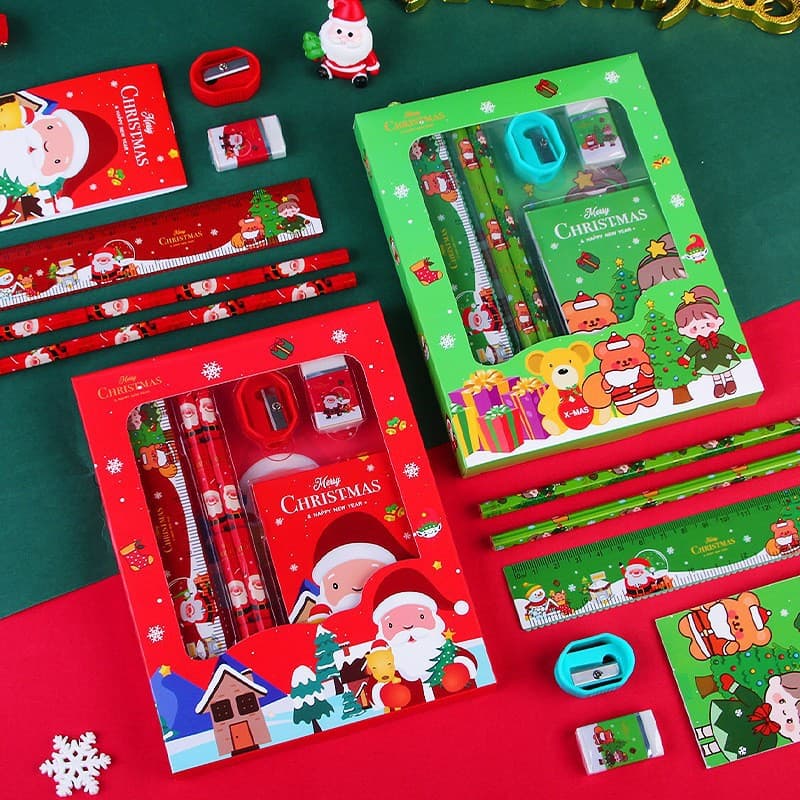 Papelaria portátil criativa, conjunto para meninos e meninas, estojo de ensino para estudantes, presente de aniversário, 6 peças - imagem 3